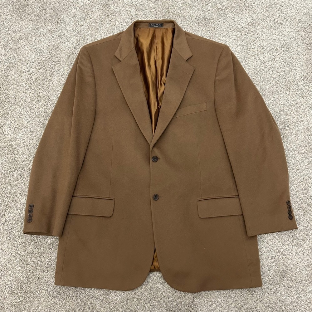Von‎ Maur Silverstone Blazer 46L Brown Loro Piana Cashmere Sport Coat 2-Button